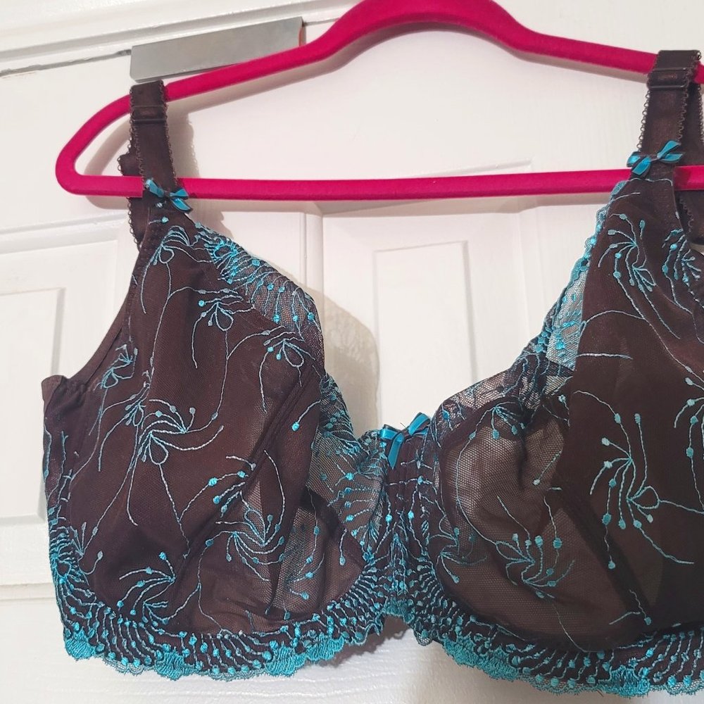 Fit Fully Yours Nicole Sheer Lace Bra- Chocolate 38J (NWOT)
